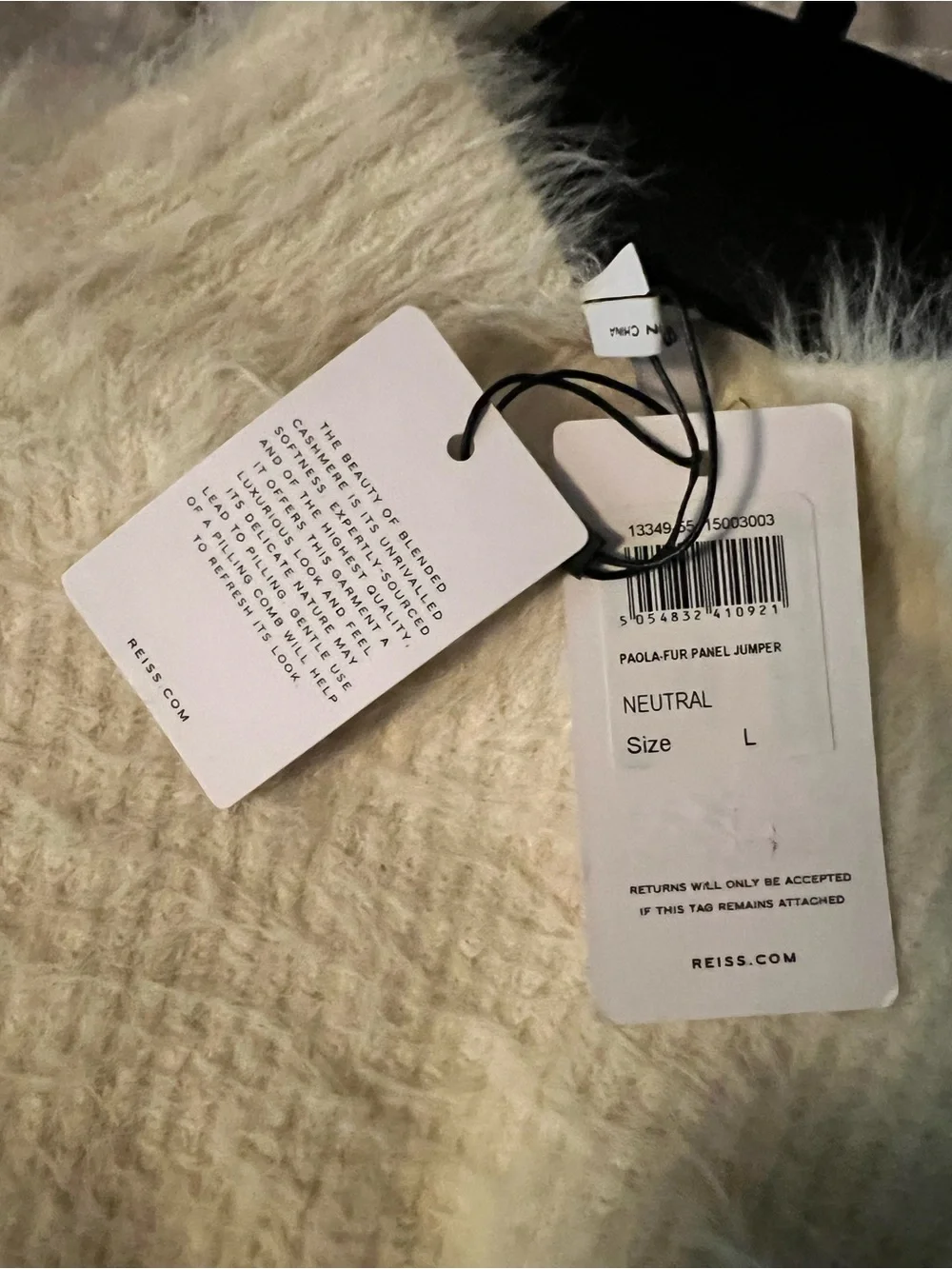 NWT REISS PAOLA NEUTRAL HUE TEXTURED WOOL/CASHMERE JUMPER SWEATER SIZE L - Picture 3 of 14